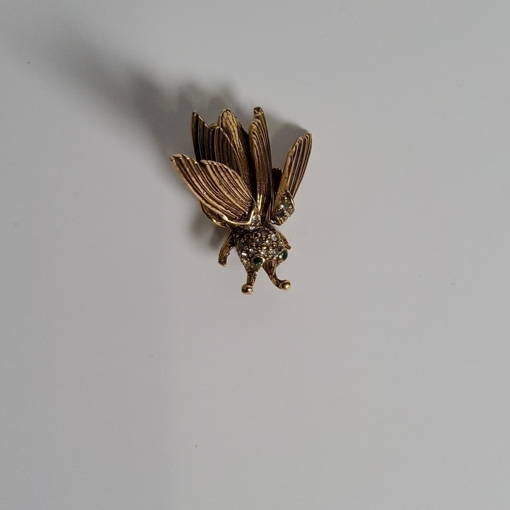 Pauline Rader Retro Rhinestone insect Brooch Signed - Picture 5 of 5